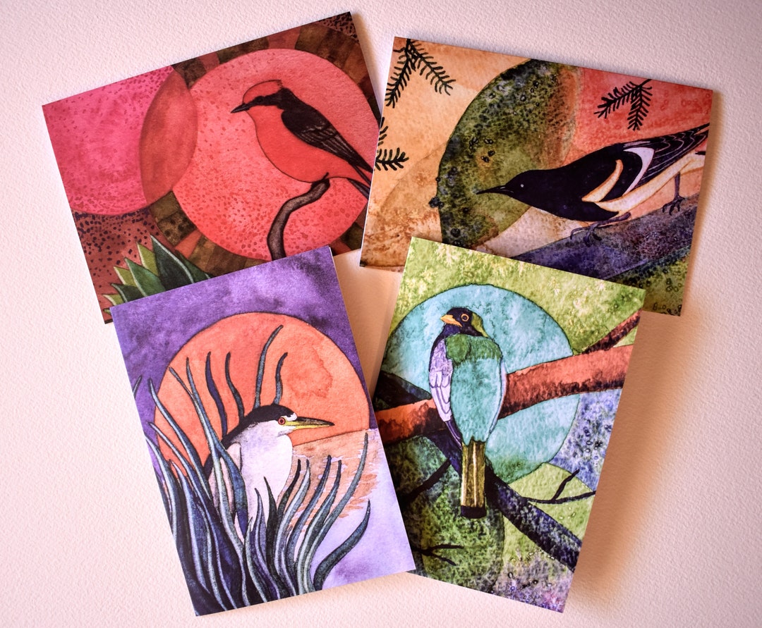 Watercolor Birds - Set of 4 - Etsy
