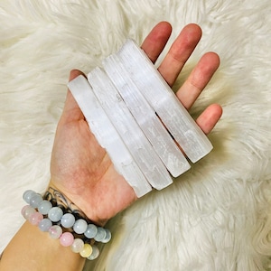 3.5” Selenite Wands, Selenite Sticks for Cleansing, Protection, Crystal Charging Tools
