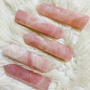 Dreamy Pink and White Rose Quartz Towers, Rose Quartz Points, Madagascar Rose Quartz