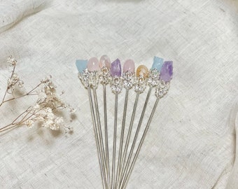 Crystal Gemstone Hair Sticks, Crystal Hair Pins, Hair Accessories
