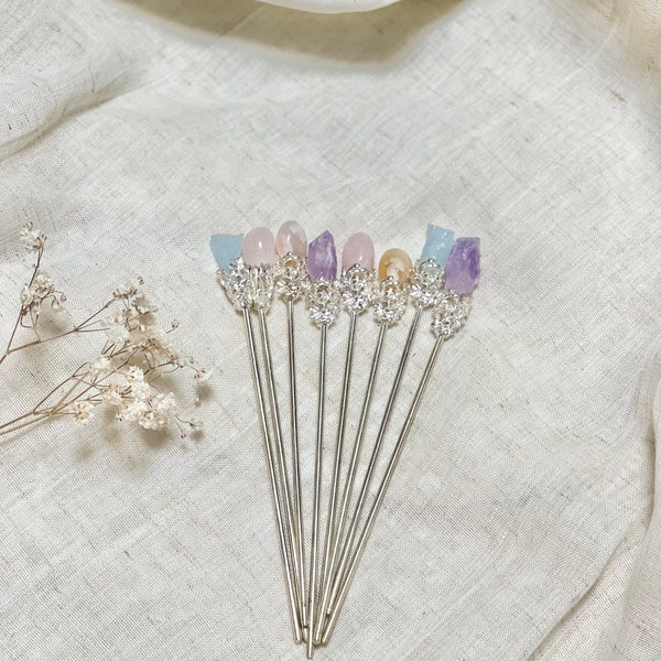 Crystal Gemstone Hair Sticks, Crystal Hair Pins, Hair Accessories