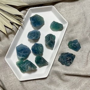 Raw Rough Blue Green Fluorite Chunk, Raw Minerals Gemstones Crystals