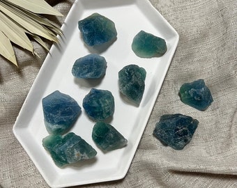 Raw Rough Blue Green Fluorite Chunk, Raw Minerals Gemstones Crystals