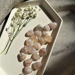 Small High Quality Flower Agate Hearts, Cherry Blossom Agate Hearts, High Quality Flower Agate Carvings