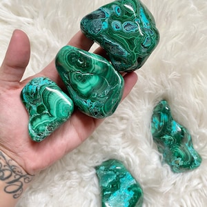 Beautiful Malachite Chrysocolla Polished Freeforms Palmstones Palms Gallets Palm Stones
