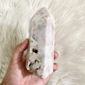 Chunky LARGE Sparkly Druzy Pink Amethyst Tower with Quartz Caves