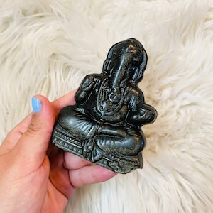 Gold Sheen Obsidian Ganesha, Golden Obsidian Ganesha Stone Statue