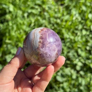 Mexican Crazy Lace Agate and Amethyst Sphere 55mm