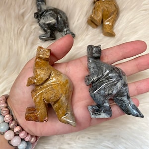 Hand Carved Self Standing Soapstone Dinosaurs, Soapstone Tyrannosaurus Rex Carving