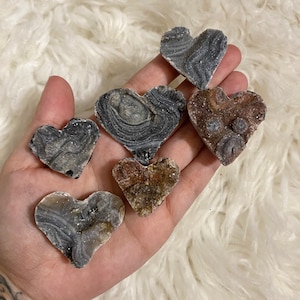 Druzy Heart Shaped Chalcedony Magnets, Druzy Occo Geode Magnets
