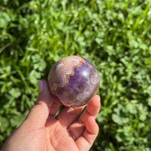 Mexican Crazy Lace Agate and Amethyst Sphere 53mm