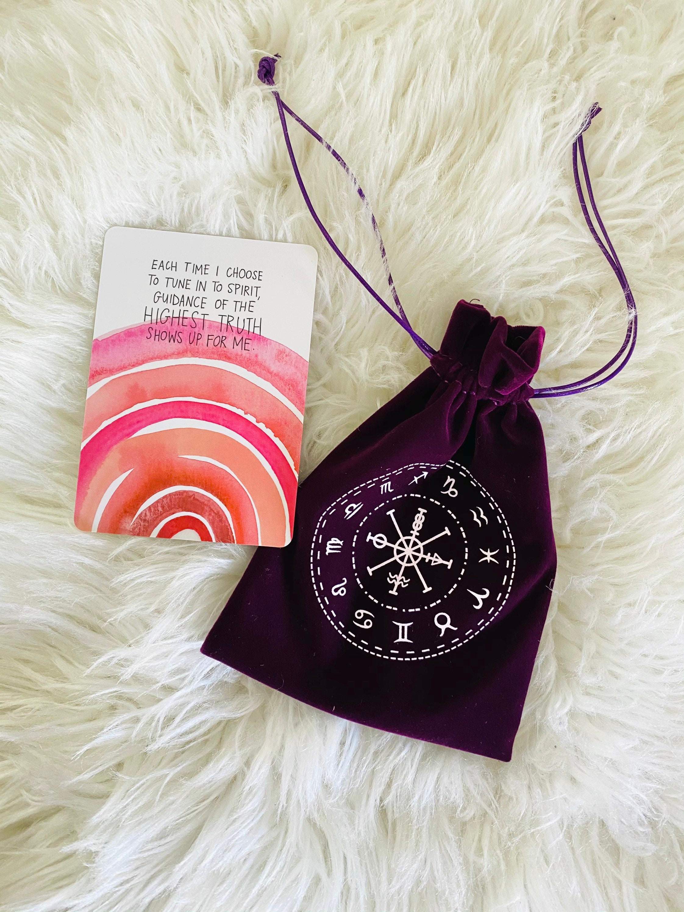 Velvet Zodiac Drawstring Crystal Bag, Tarot Card & Deck Bags