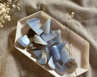 Blue Chalcedony Tumbled Stones, Polished Blue Chalcedony Tumbles