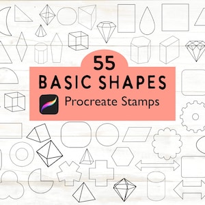 Procreate Stamp Basic Shapes Stamp Geometric Shapes Set Procreate Brushes IPad Brush Shapes Stamp Circles Diamond Square Procreate 55 Stamps