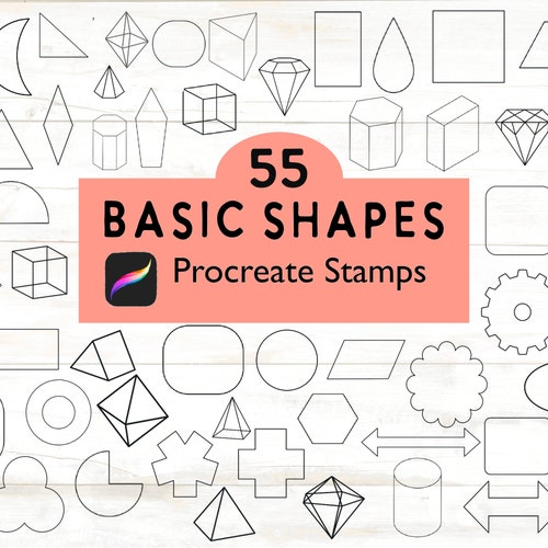 Procreate Stamp Basic Shapes Stamp Geometric Shapes Set Etsy