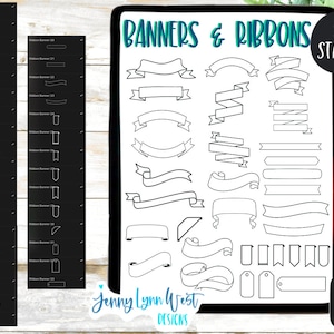 Procreate Stamp Banners and Ribbons Stamp Set for Procreate Brushes IPad Banner Stamps Procreate  Ribbon Brush Bundle 33 Stamps Procreate
