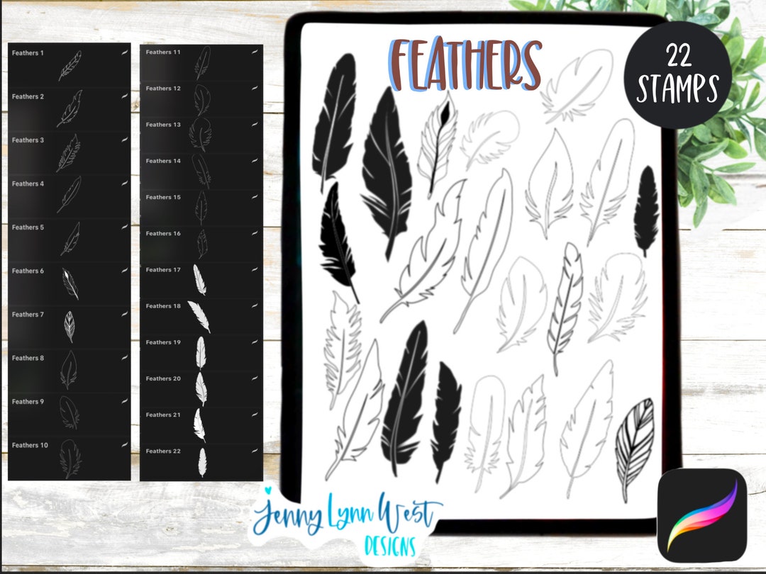Procreate Stamp Feathers Stamp Set for Procreate Brushes iPad Etsy