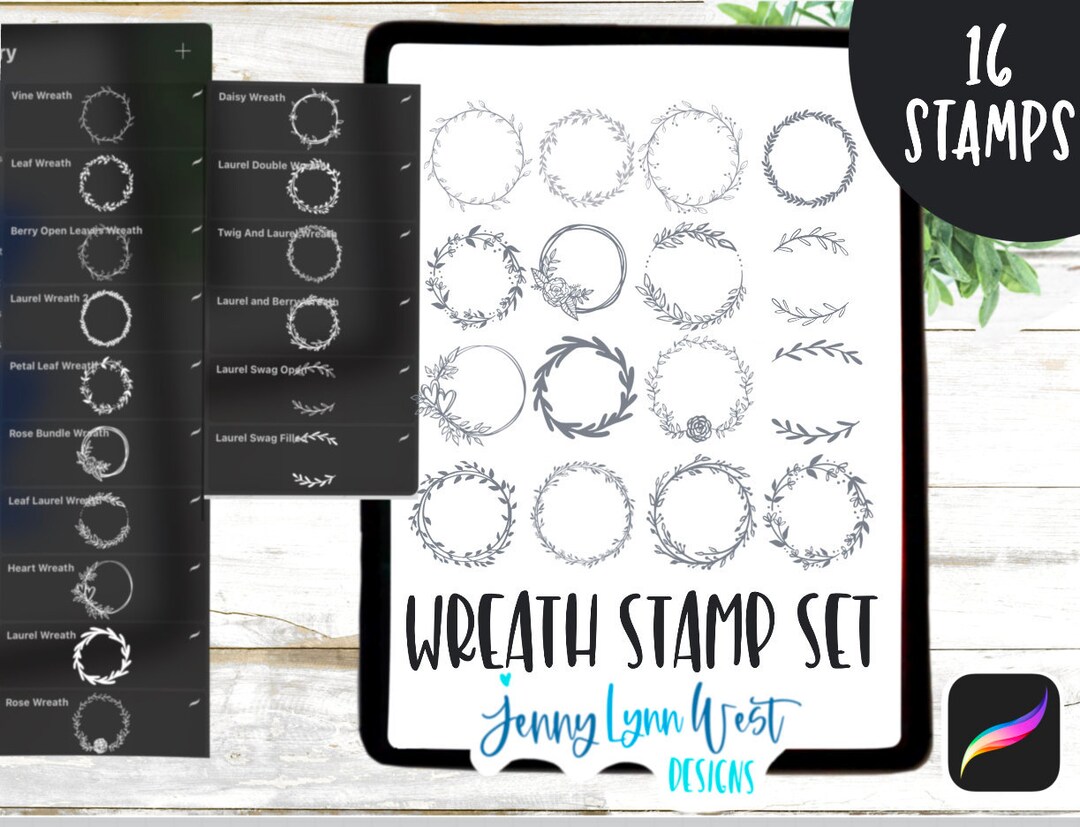 Procreate Stamp Wreath Stamp Set for Procreate Brushes Stamp iPad Brush ...