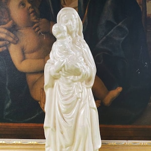 Vintage Large Madonna and Child Statue Blessed Virgin Mary Baby Jesus Opalescent Catholic Christian Bild 1