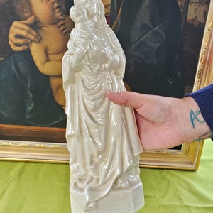 Vintage Large Madonna and Child Statue Blessed Virgin Mary Baby Jesus Opalescent Catholic Christian Bild 8