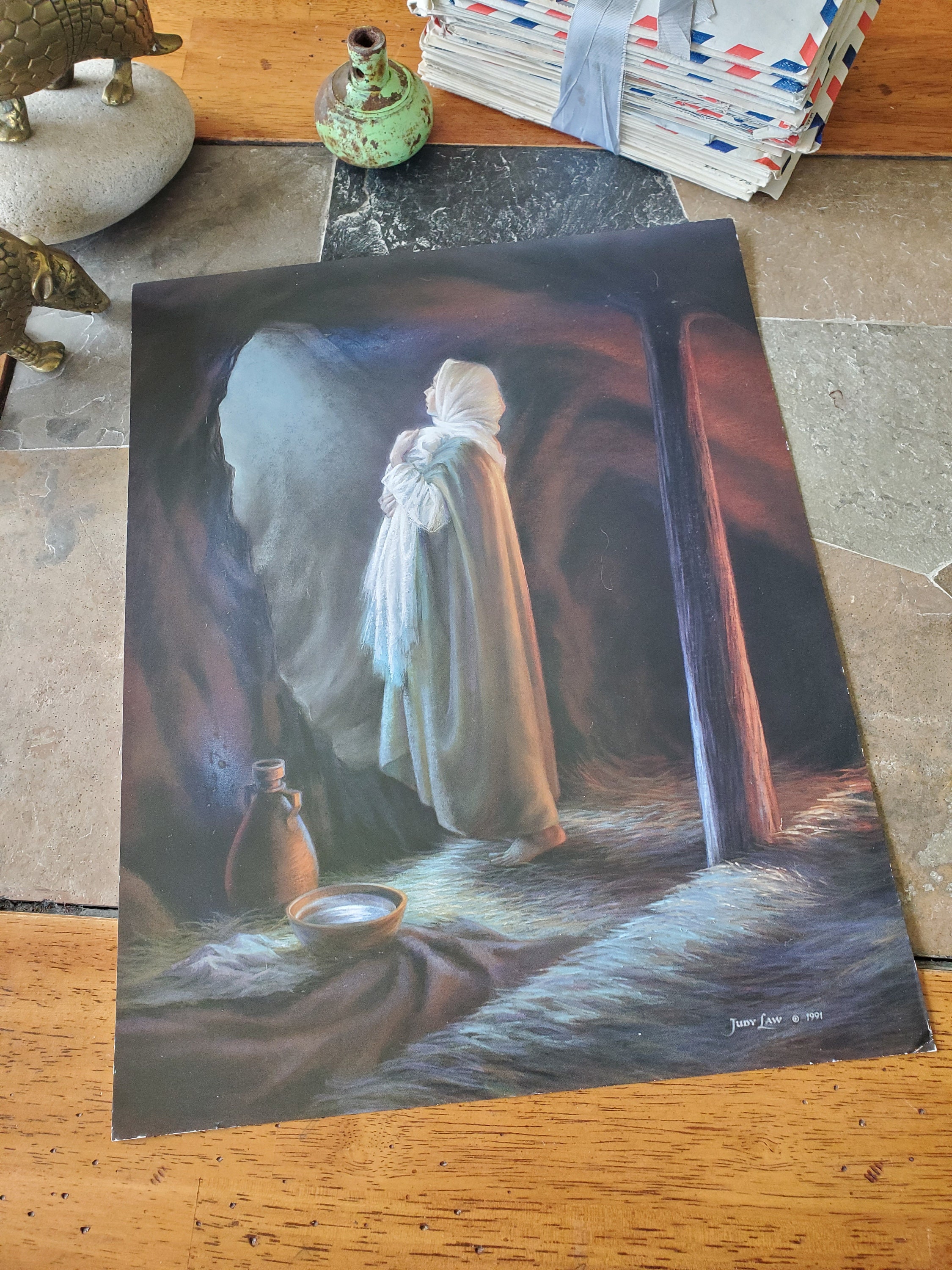 Vintage Print - Blessed Virgin Mary and Baby Jesus- Judy Law