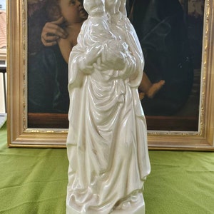Vintage Large Madonna and Child Statue Blessed Virgin Mary Baby Jesus Opalescent Catholic Christian Bild 3