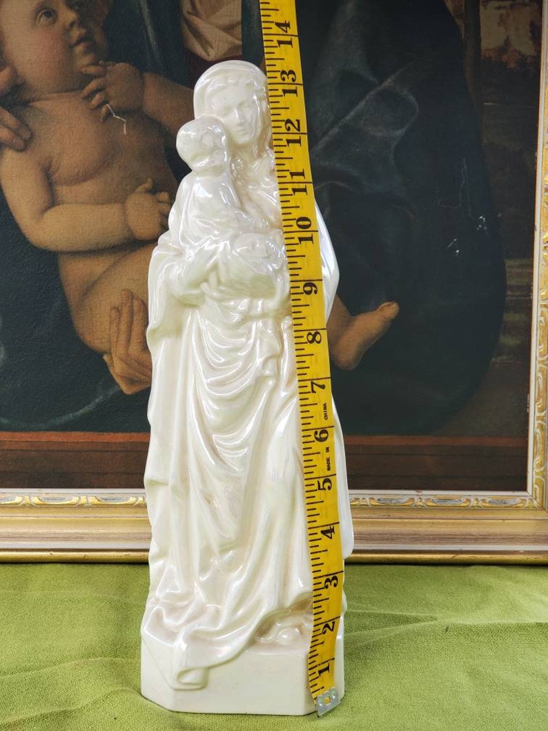 Vintage Large Madonna and Child Statue Blessed Virgin Mary Baby Jesus Opalescent Catholic Christian Bild 9
