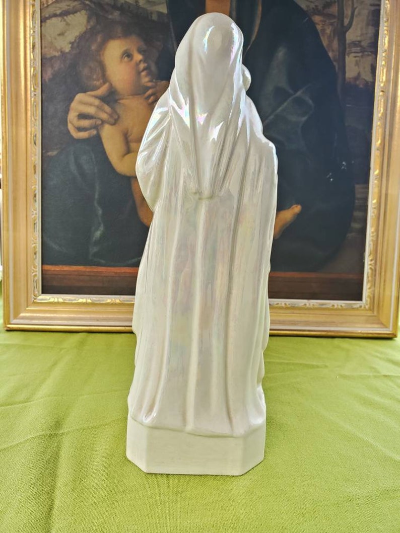 Vintage Large Madonna and Child Statue Blessed Virgin Mary Baby Jesus Opalescent Catholic Christian Bild 5