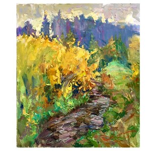 Impressionist art, Original painting, Mountains landscape, Ukrainian painting, Forestland, Rural landscape, Wall home decor, Gift