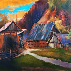 Original painting, Ukrainian art, Impressionist art, canvas, landscape painting, Wall home Decor, farmhouse decor, Ukrainian painting, gift