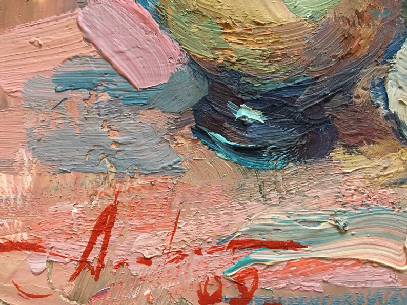 Impressionist Original Art Floral still life Hard texture Oil Painting Small size fine art Roses Wall Kitchen Art Wall dining room decor Art