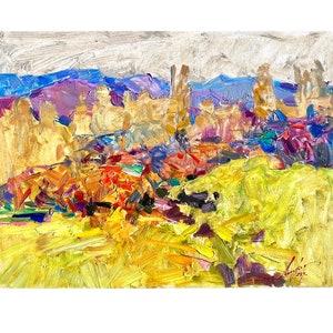 Impressionist art, Ukrainian painting, Original painting, Autumn landscape, Original artwork, Wall decor, Rural landscape, gift, wall art