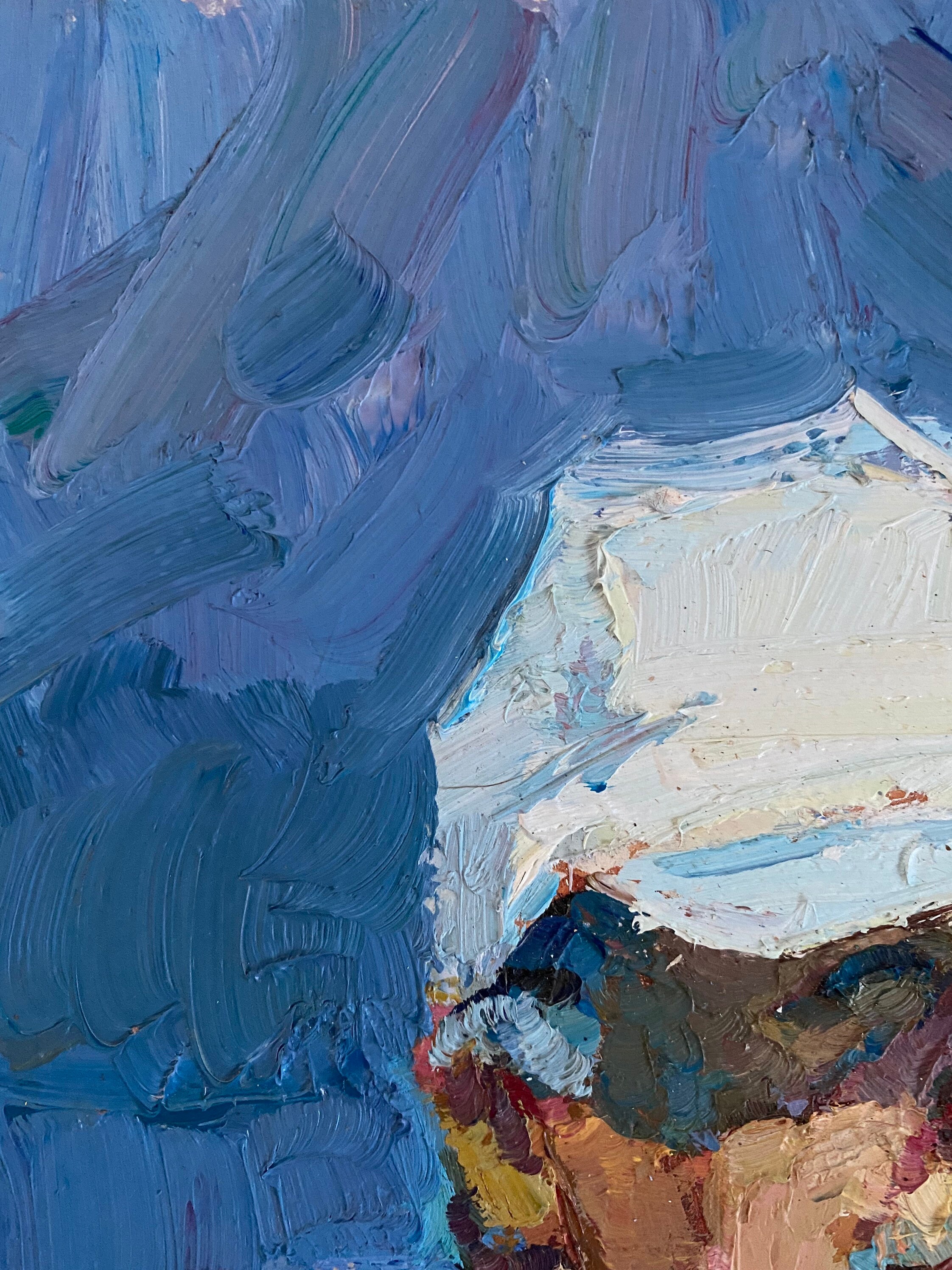 Impressionist Man Portrait Painting: Original Oil on Hardboard