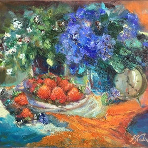 FIoral painting, Impressionist art, Original oil painting, Flowers still life, Oil canvas, Wall decor, farmhouse decor,gift