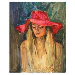 Portrait de femme, peinture originale, art impressionniste, portrait de jeune fille, oeuvre d'art originale, décoration murale, peinture moderne, peinture murale, cadeau