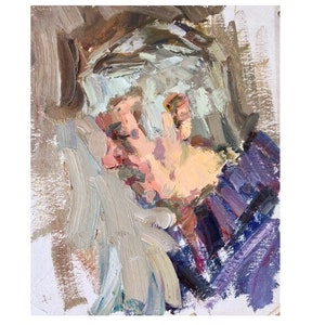 Hombre Retrato Impresionista Óleo original Pintura Padre retrato bellas artes Hombre cara Pared Cocina Arte Pared Comedor decoración Arte Arte Regalo
