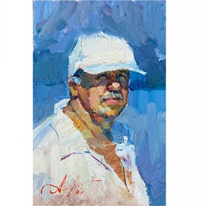 Portrait of man, Impressionist art, Original Painting, Male portrait, Boy face, Wall Art, Small painting, Art Gift, Present for him