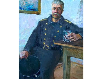 Portrait of man, Impressionist art, Original Painting, Male portrait, Original portrait, Art Gift, Wall home decor, Socrealizm, Gift for him