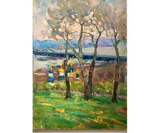Kyiv painting, Original Painting, Wall art, Ukrainian art, Rural landscape, Wall home decor, Oil on canvas, Impressionist Art, gift