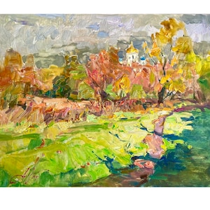 Impressionist art, Original painting, Sky  landscape, Ukrainian art, Autumn Skyscape, Wall home decor, Ukrainian painting, gift, wall art