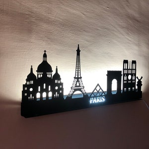 Skyline Paris aus Stahl für Möbel, Wohndekoration und Geschenkidee.