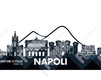 Napoli Skyline vettoriale, silhouette, Svg, Dxf, Eps, AI, Skyline Clipart, ClipArt di città del mondo per taglio laser, fresa, plex, metallo