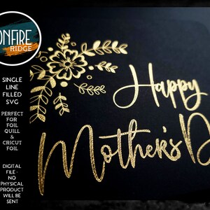 Folie Quill filled SVG Single Line Happy Mothers Day Floral Grafik