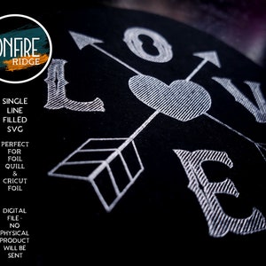 Foil Quill Relleno SVG Una Línea AMOR Flecha Valentine SVG