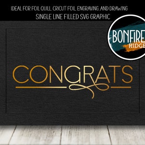 Foil Quill Filled SVG Single Line Felicitaciones Enhorabuena Gráfico