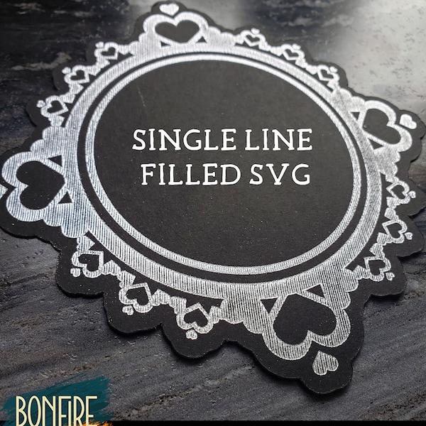 Foil Quill Filled SVG Single Line Heart Frame Valentine