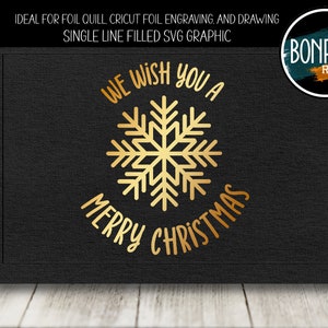 Foil Quill Cricut Filled SVG Single Line Christmas Życzymy Wesołych Świąt Grafika