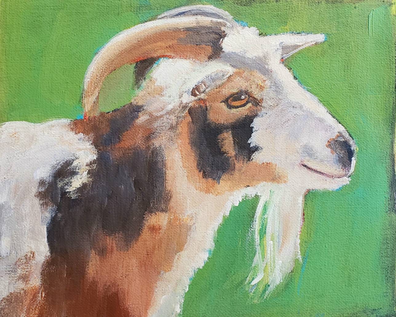 Art & Collectibles Farmhouse Painting Goat and Lavender Farm Art Goat Painting Original Acrylic ...
