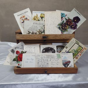 Set di 5 biglietti di auguri misti anni 1910/1920: effimeri vintage, effimeri di carta, vecchie lettere, effimeri misti, carte artigianali, vecchie cartoline