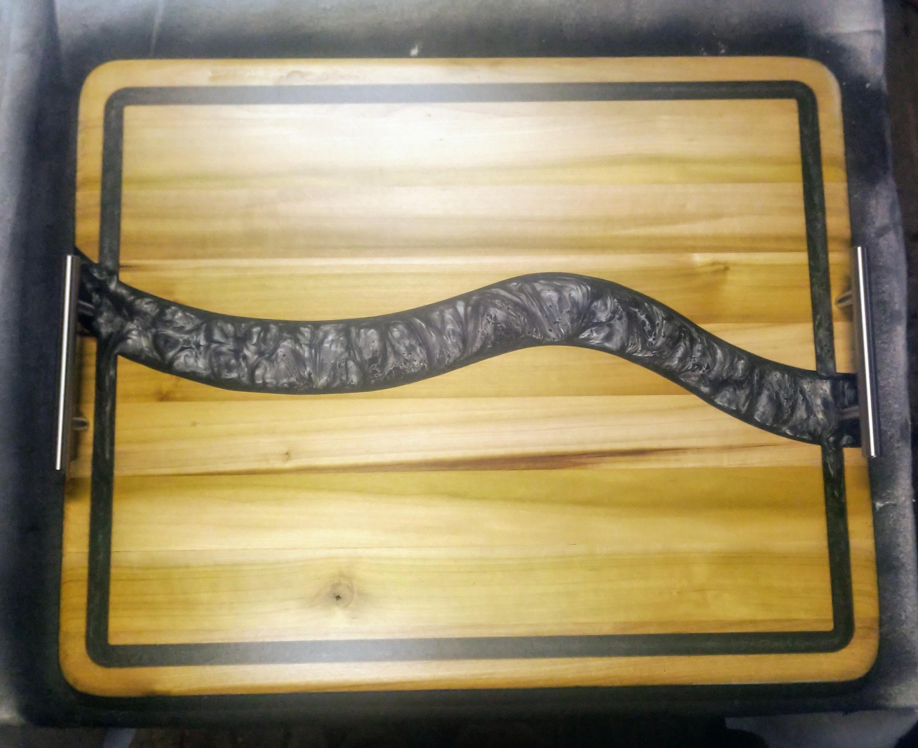 Hand Made Serving Tray With Handles Wood and Epoxy - Etsy